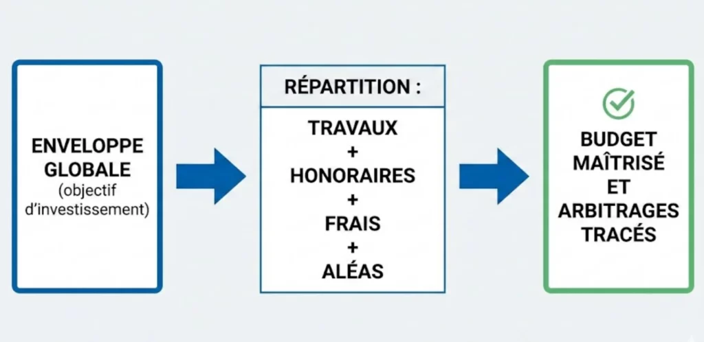 Diagramme lecture simple travaux vs honoraires